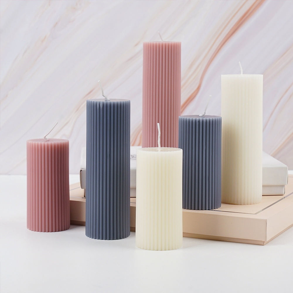 Custom Aesthetic Supplies Making Novelty Tall Warmer Ribbed Unique Decor Candles Scented Luxury pillar ribbed Candle