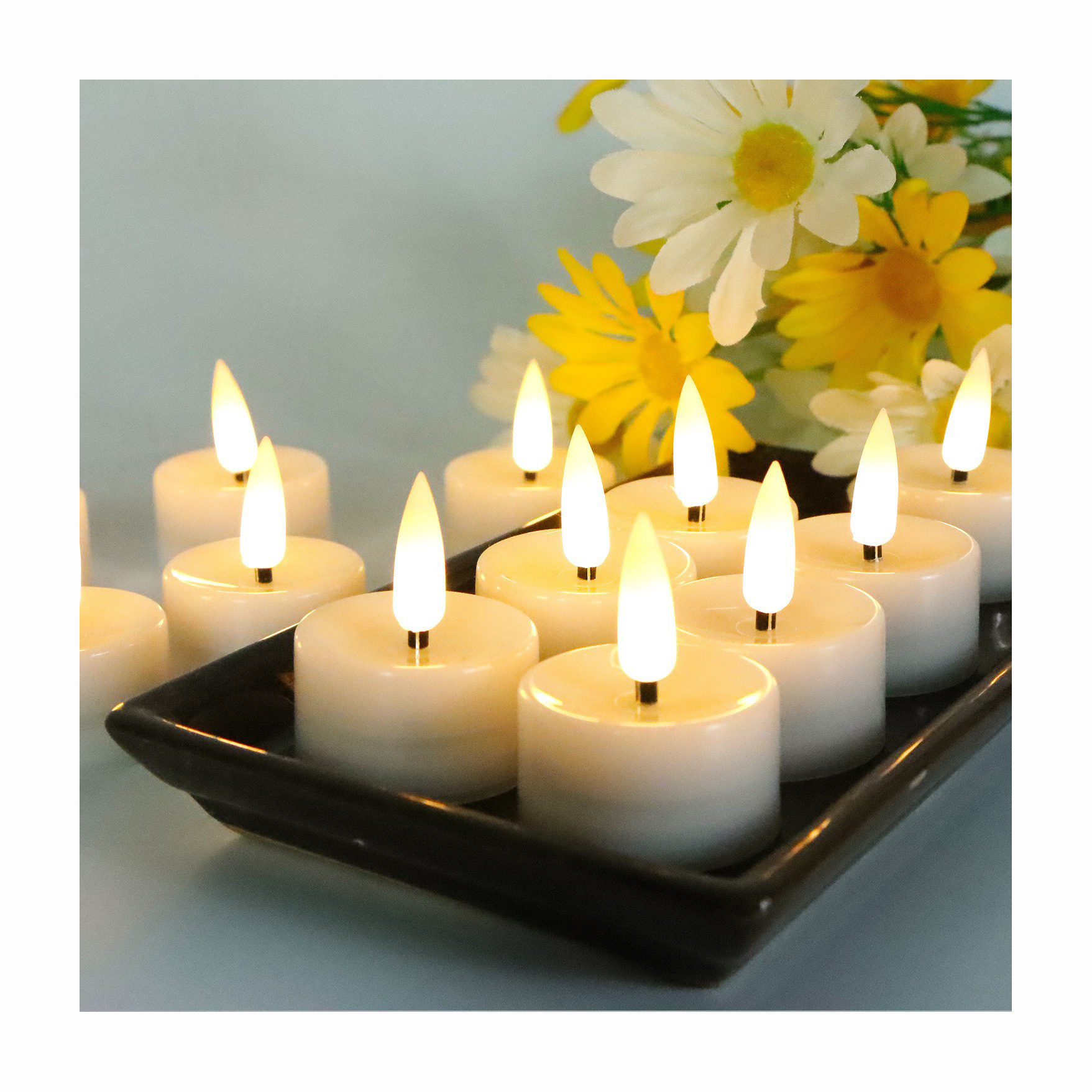 Premium Pretty Romantic Flameless Colorful Warm Light CR2032 Operated Taper LED Tealight Candle For Wedding Valentine's Day