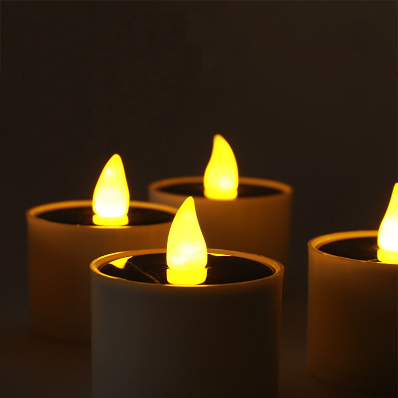 Waterproof Solar Powered Smokeless 6PCS/Set Rechargeable Timer Plastic LED Tealight Candles For Party Festival Wed Home Deco