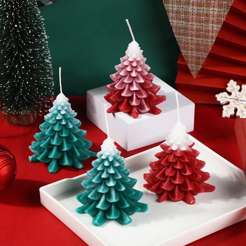 Customize Private Label Home Party Birthday Christmas Tree Shape Spiritual Paraffin Wax Scented Candle With Inner Box