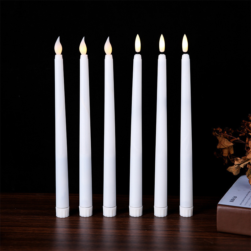 3*AA Batteries Flameless Real Wax Paraffin Plastic Pillar Warm Light LED Taper Candle With 10 Keys Timer Remote Operate For Gift