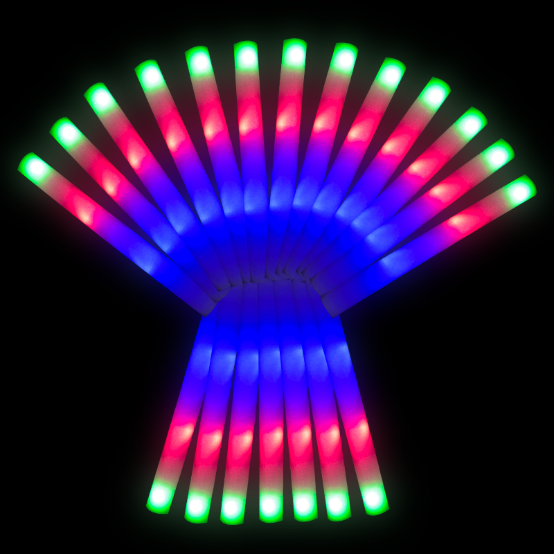 Glow In The Dark Red White Blue Light Up Fluorescent Led Foam Sticks For A Wedding