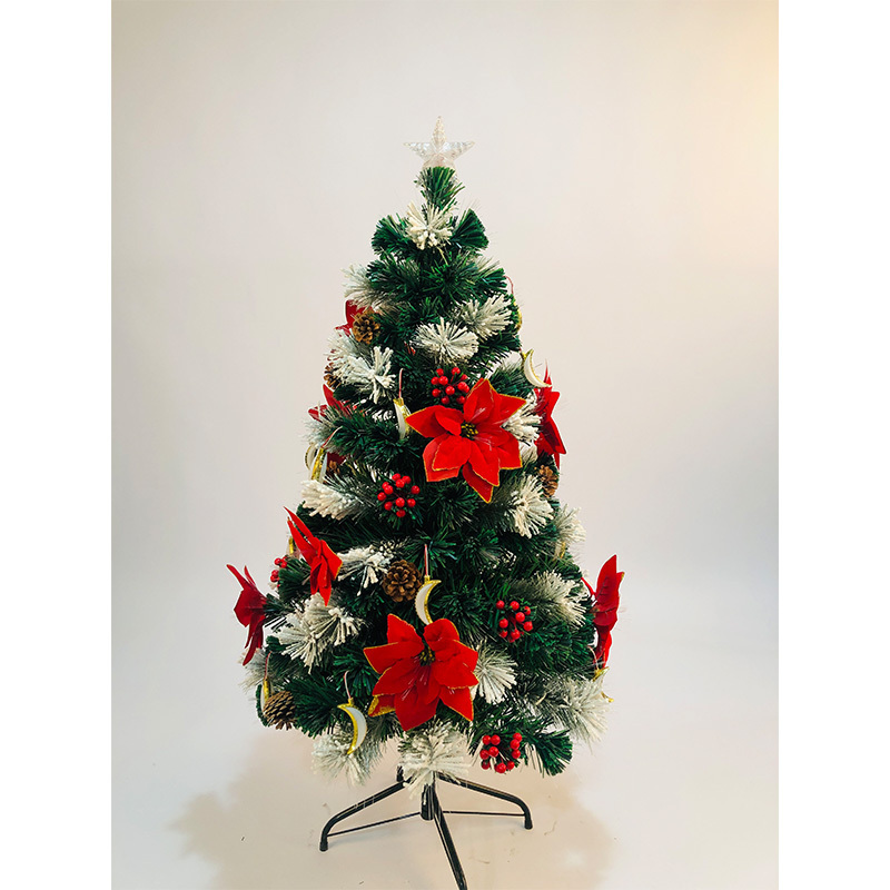 Artificial Green Pvc Warm White Led Fiber Optical Christmas Tree Holiday Time Home Decoration Xmas Tree