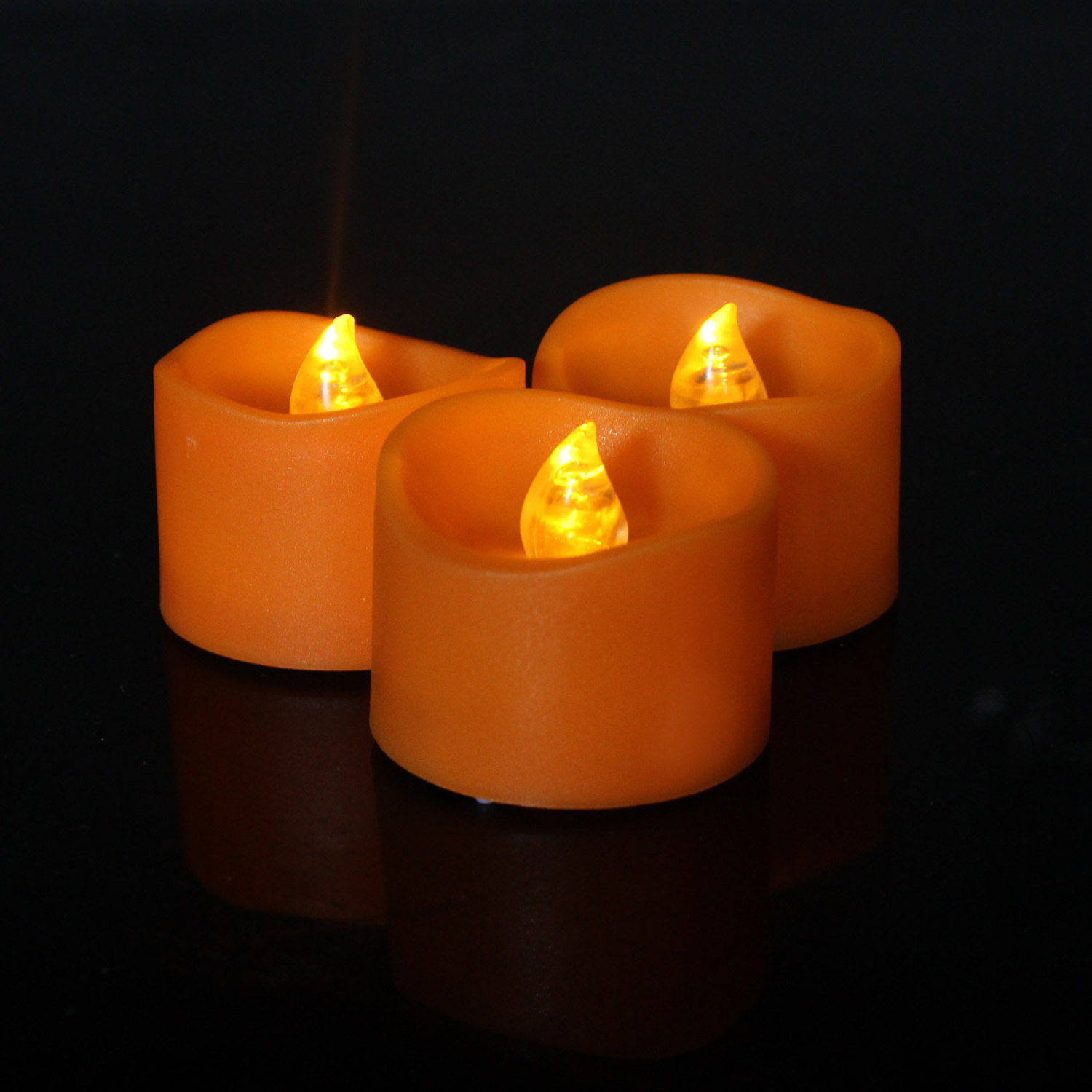 New Halloween Mini Pretty Flameless Orange Warm Light CR2032 Operated LED Tealight Candles For Festival Deco