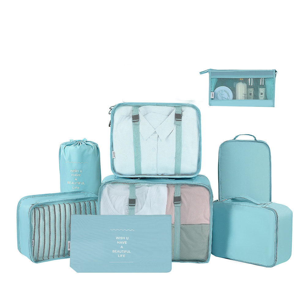 New Packing Cubes Travel Bag Suitcase Clothes Storage Bags Travel Luggage Organizer Add Toothbrush Cup