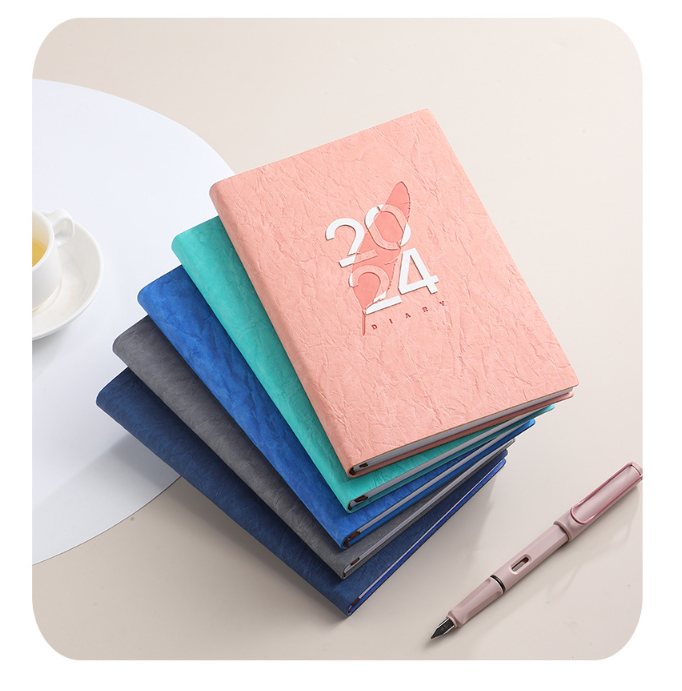 2024 A5 small pocket personalized leather kids journal school Exercise notebooks self care diaries 12 month planner for children