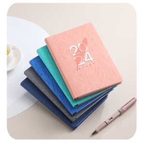 2024 A5 small pocket personalized leather kids journal school Exercise notebooks self care diaries 12 month planner for children