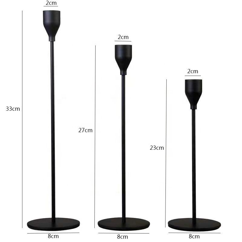 Home Wed Table Deco Hot Sales Matte Black 3 or 6PCS/Pack Rose Gold Tall Long Rustic Taper Iron Metal Candle Stick Holder Set