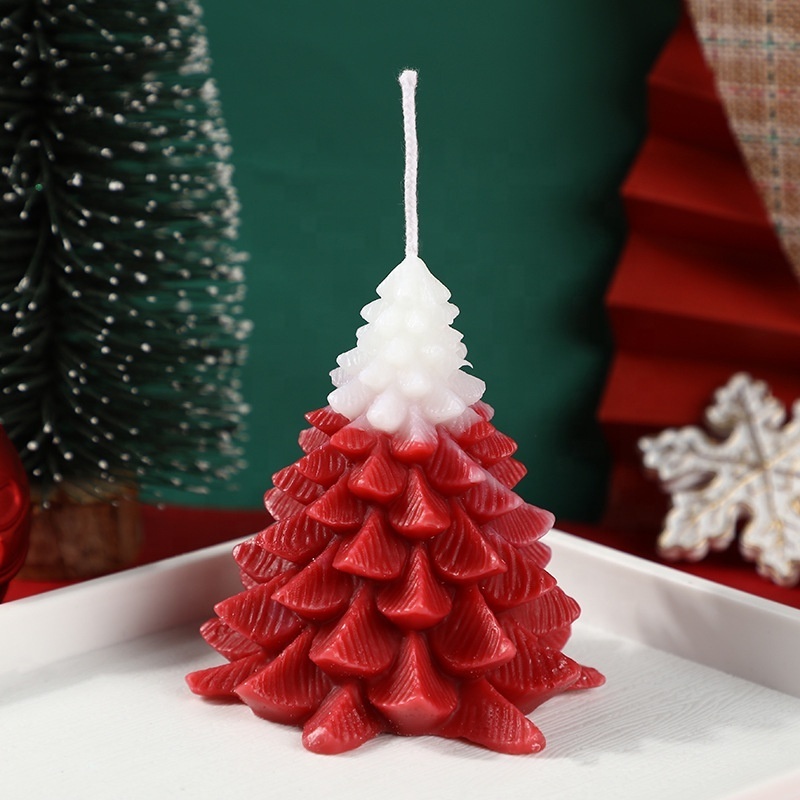 Customize Private Label Home Party Birthday Christmas Tree Shape Spiritual Paraffin Wax Scented Candle With Inner Box