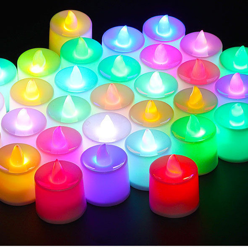 Electric Cheap Colorful LED Tealight Flameless Battery Yellow Flickering Round Heart Valentine's Mini Small Candles