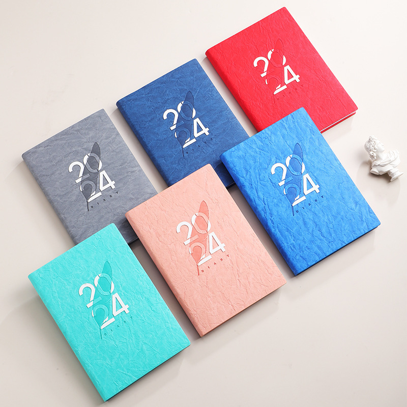 2024 A5 small pocket personalized leather kids journal school Exercise notebooks self care diaries 12 month planner for children