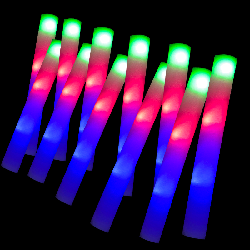 Colorful RGB Flashing Neon White Party LED Foam Sticks Glow with Logo for Halloween Party