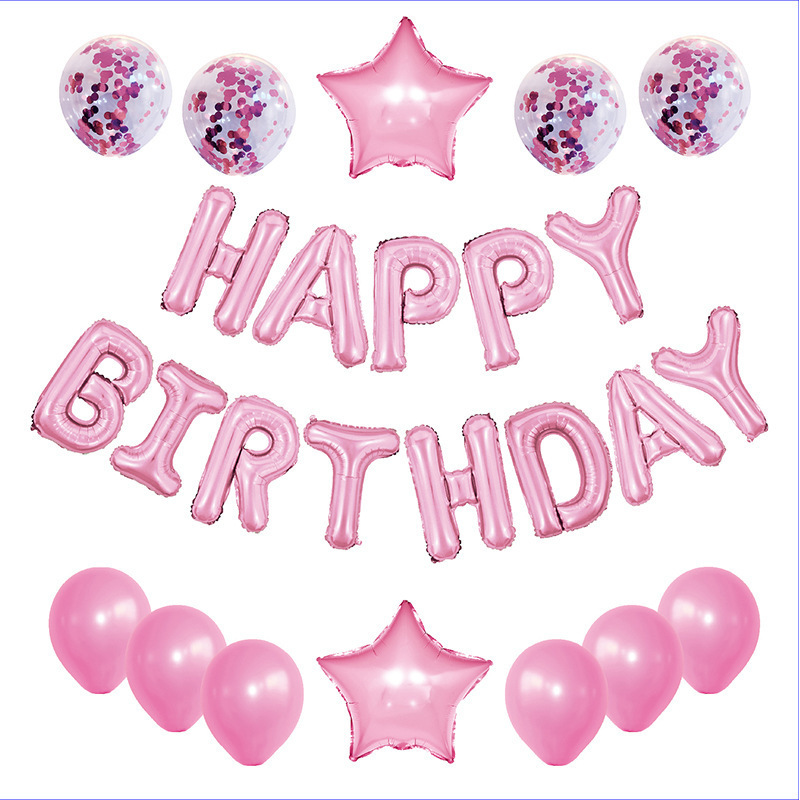 Pink Palloncini Helium Letter Heart&Star Inflat Foil Happy Birthday Pearl Latex Confetti Balloons Set For Party Wall Deco