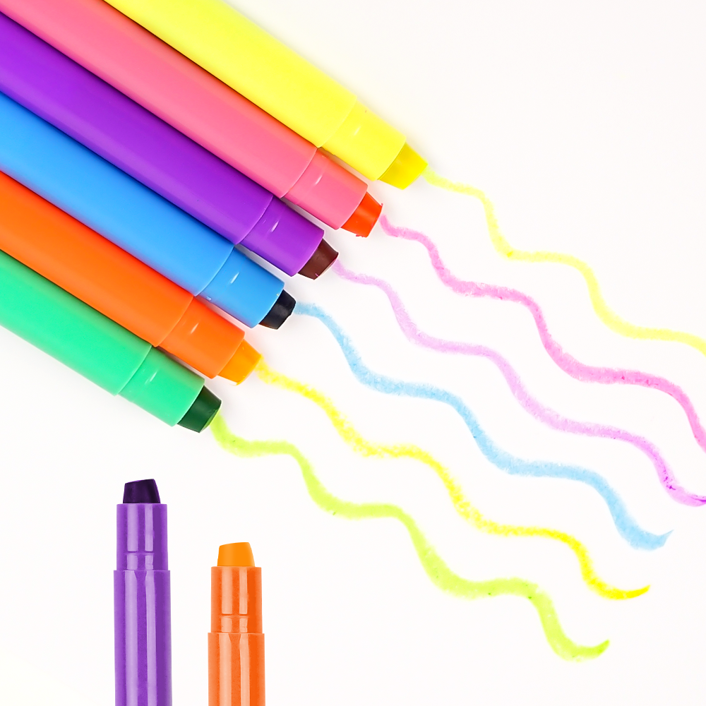 12 Pack Color Pencil Crayon Set Soft Bright Color 6 Pieces Silky Highlighter Crayon Set With Custom Box