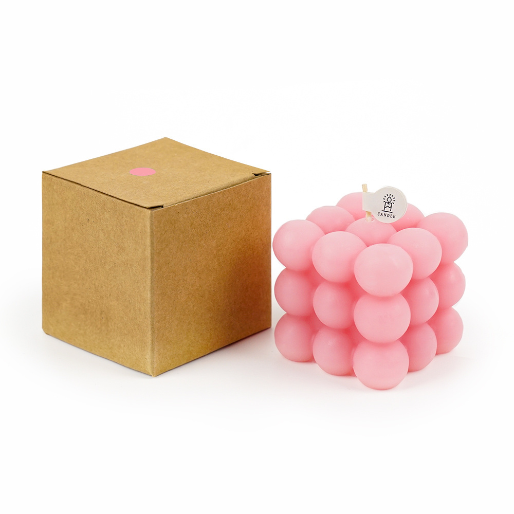 OEM Handmade Aesthetic Home Luxury 3D Cube Scented Unique Novelty Coloful Warmer Scented Bubble Candle