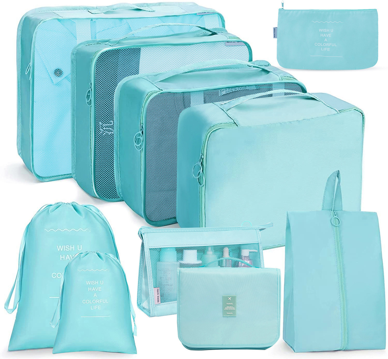 Customized Travel Storage Bag 10 Pieces Of Sets Packing Cubes For Suitcases