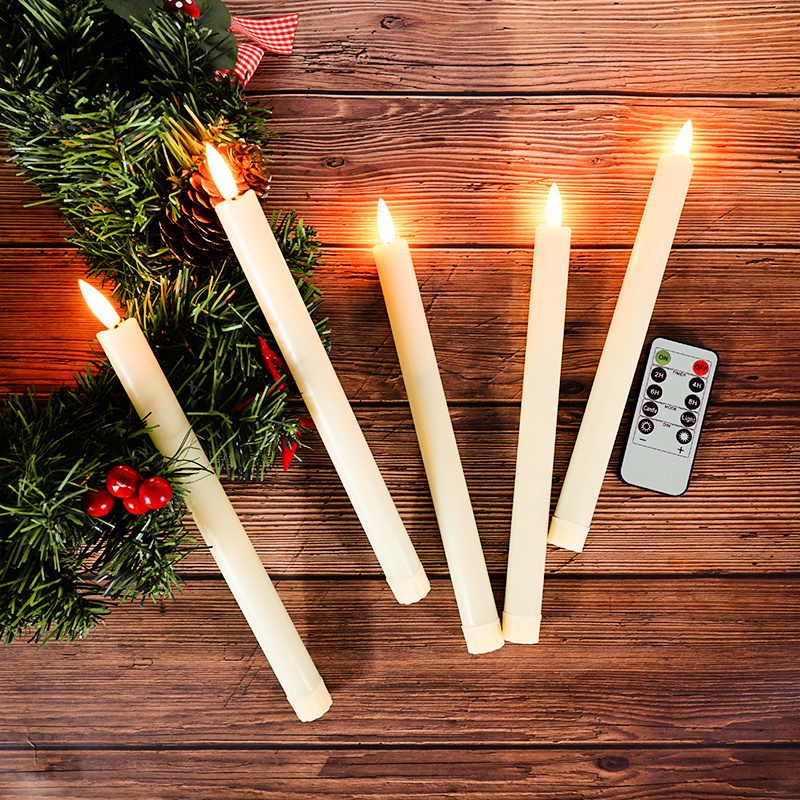 Taper Remote Pillar Warm Light Battery Timer Flameless Set Of 6PCS LED Candle With Remote Control For Party Wedding Dinner Deco