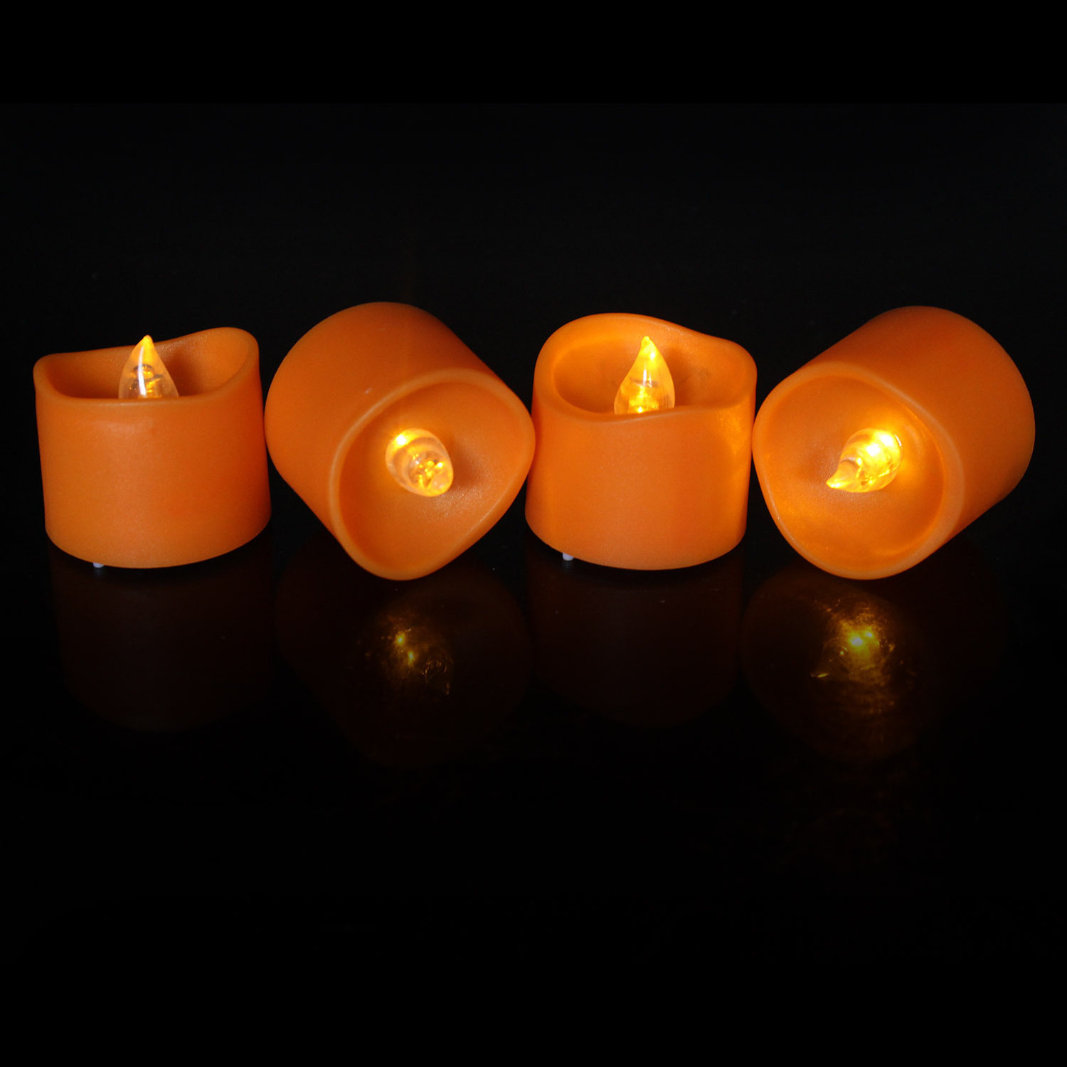 New Halloween Mini Pretty Flameless Orange Warm Light CR2032 Operated LED Tealight Candles For Festival Deco