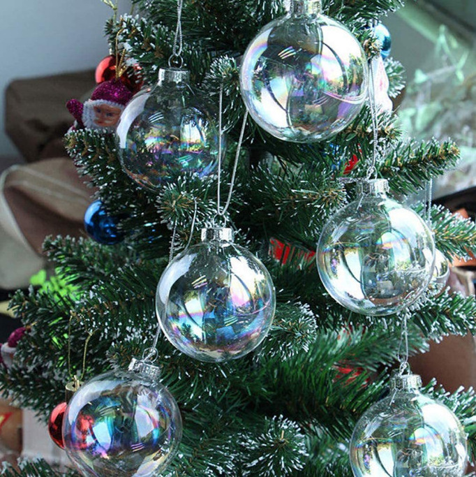 Christmas Iridescent Ornaments Balls Christmas Hanging Ornaments Clear Ball Ornaments for Xmas Party Birthday Wedding Decor