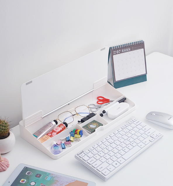 Office Desk Organizer Dry Erase Glass Desktop Whiteboard Computer Keyboard Stand Small Desk White Board With Storage