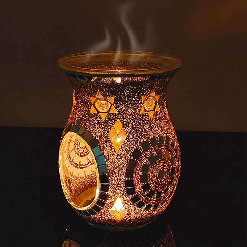 Moroccan Mosaic Glass Candle Holder jar Romantic Candlelight Dinner Candle stick for wedding