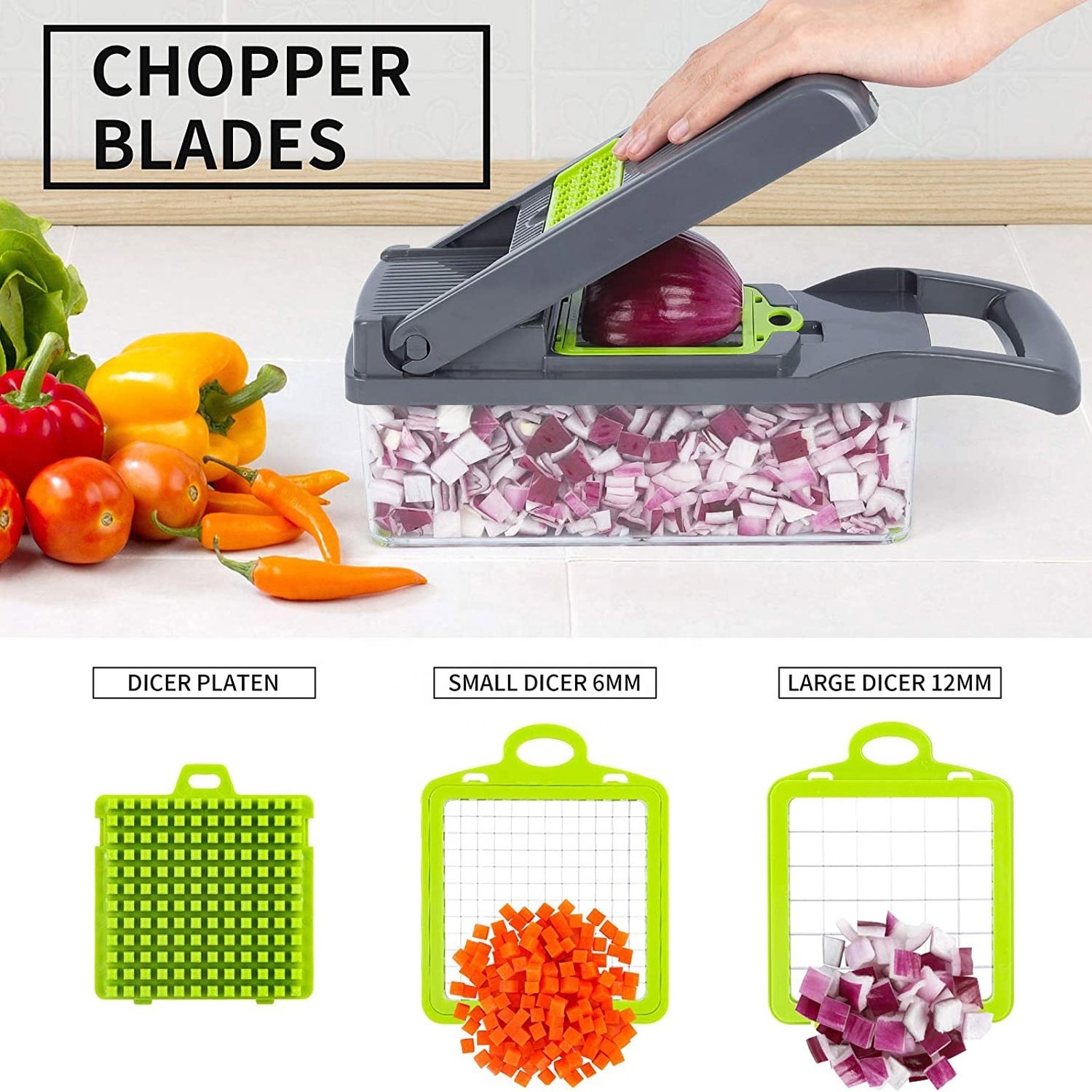 Kitchen multi 15 In 1 manual mandoline fruit cutter onion dicer veggie slicer vegetable chopper