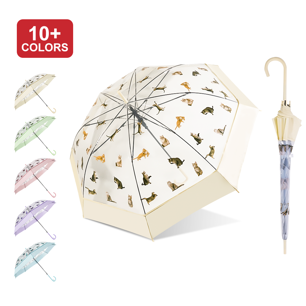 Straight Good Price Travel clear Transparent Promotional Parasols Automatic stick Umbrella For The Rain