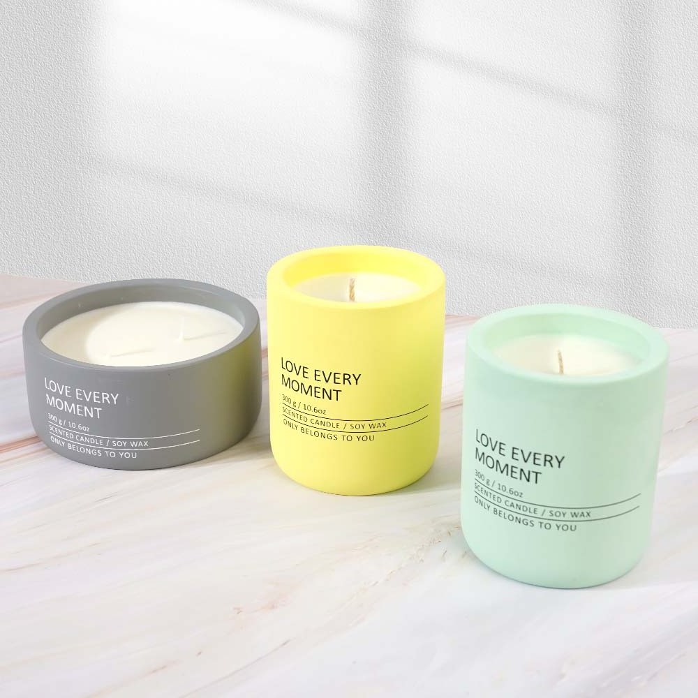 Custom Concrete Jar Soy Wax Big Luxury Scented Candles For Home Decoration