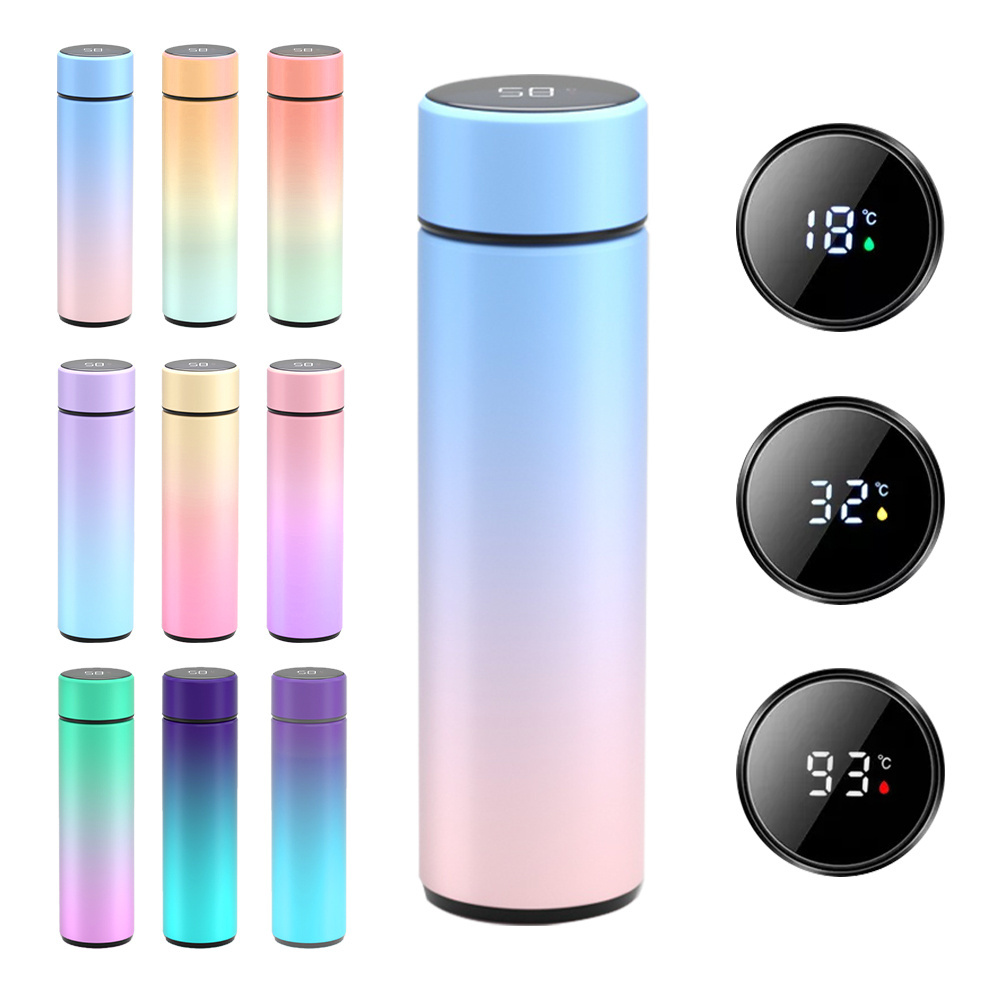 500Ml Intelligent Digital Flasks Vacuum Flask digitales Metal Insulation Stainless Steel kids smart Water Bottle