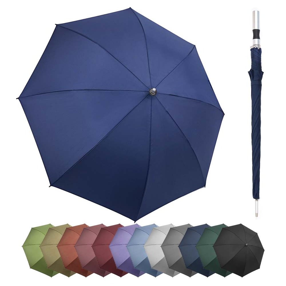 Umbrellas Wholesale automatic 30 Fiberglass Ribs Pongee 8 Panels Big Straight Umbrellas Golf Umbrella with Custom Logo Printing