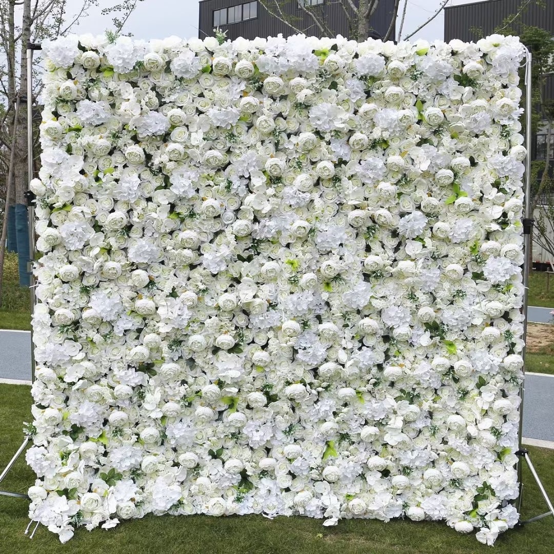 Summer Rose Flower Wall 3D Flower Mat Wedding Backdrop  Panel With Logo