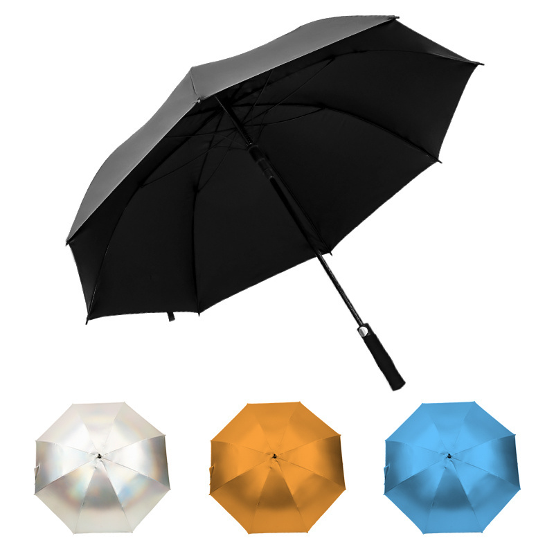 Markdown sale straight windproof double layer silvering shining customized umbrella for night walking