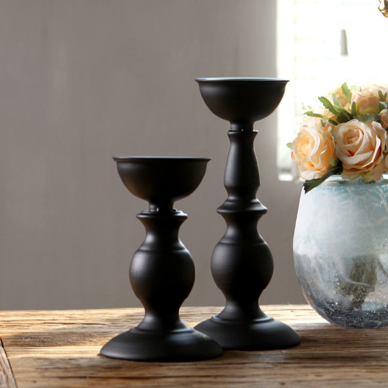 Gold Black Wedding Nordic Metal Pillar Holders For Table Centerpiece