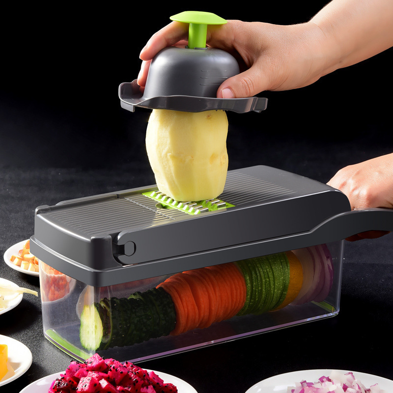 2023 12 in 1 Multifunction kitchen gray green hand slicer Onion Chopper Dicer Vegetable cutter