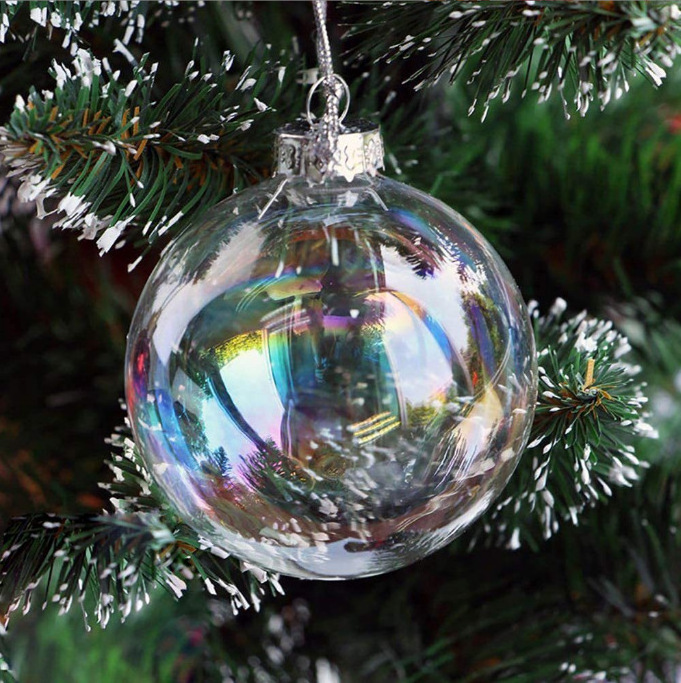 Christmas Iridescent Ornaments Balls Christmas Hanging Ornaments Clear Ball Ornaments for Xmas Party Birthday Wedding Decor