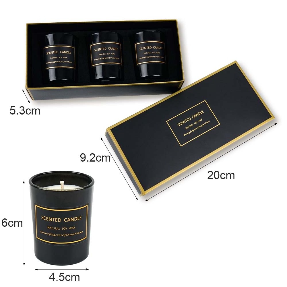 Luxury Scented Candles Soy Wax Fragrance Oils Aroma Candles With Black Jar Tin Gift Box