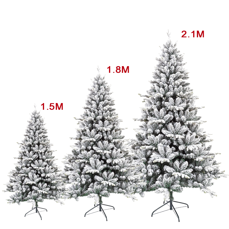 Factory Wholesale Self-Assemble Decorated Xmas Trees Decoration Premium Snow Flocked Christmas Trees With Thick Metal Base