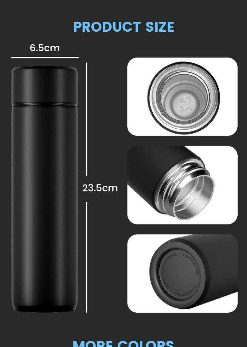 Vacuum Flasks Straight Thermos Led Temperature Display Digital Termos Smart Water Bottle