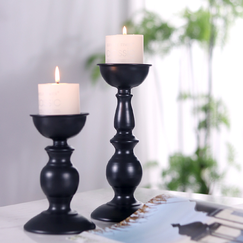 Gold Black Wedding Nordic Metal Pillar Holders For Table Centerpiece