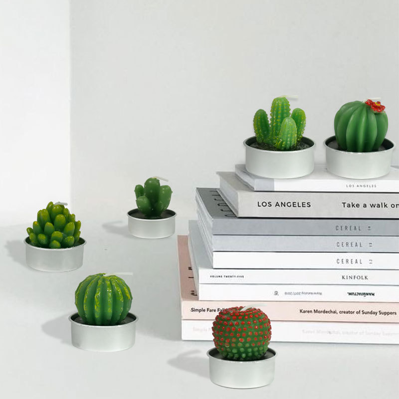 Cactus Tealight Candles Gift Set Handmade Smokeless Cute Succulents Plant Shape Candle For Party