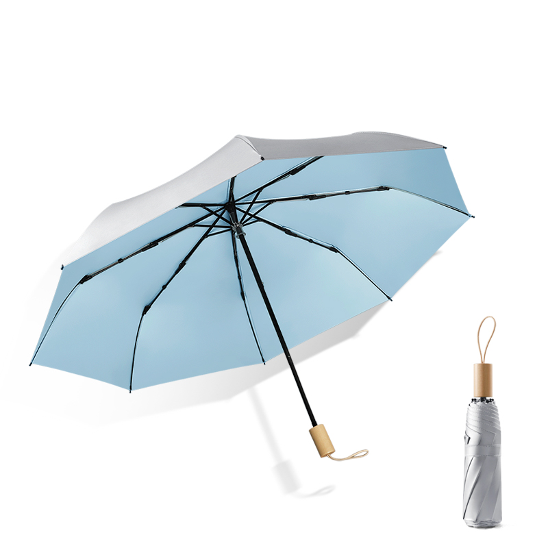 Popular solid wooden handle slivering printing fabric pongee polyester special umbrella  for anti-sunburn