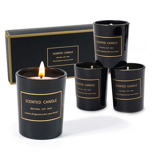 Luxury Scented Candles Soy Wax Fragrance Oils Aroma Candles With Black Jar Tin Gift Box