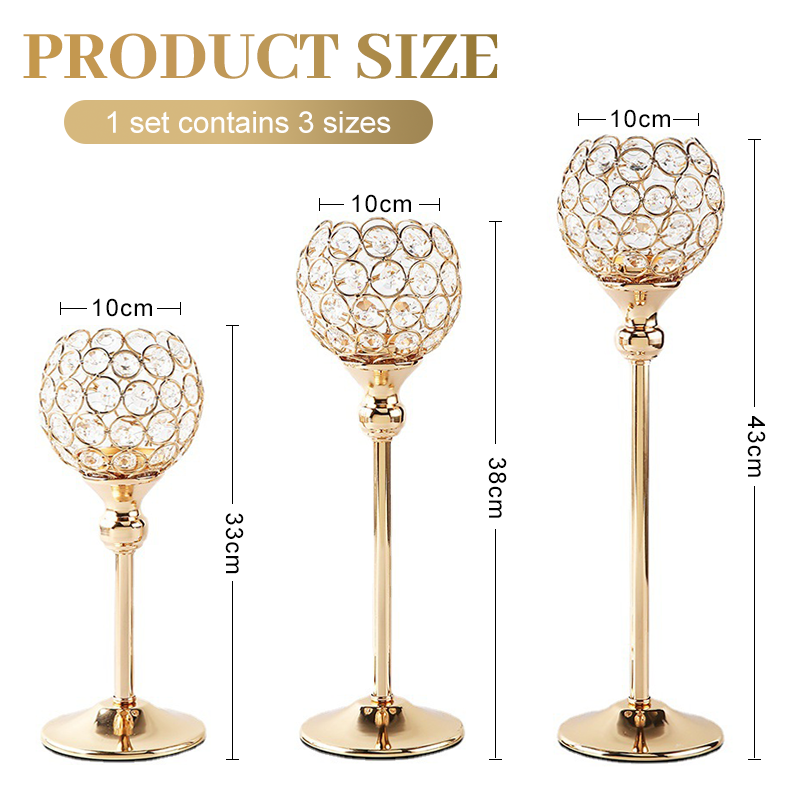 2023 Cheap Nordic wrought iron gold-plated wedding home candlestick crystal Metal candle holder