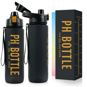 32 Oz 1 Liter 1000ml Hot sale Motivational Water Bottle With Time Marker Plastic Sleeve Gym Fitness Sports