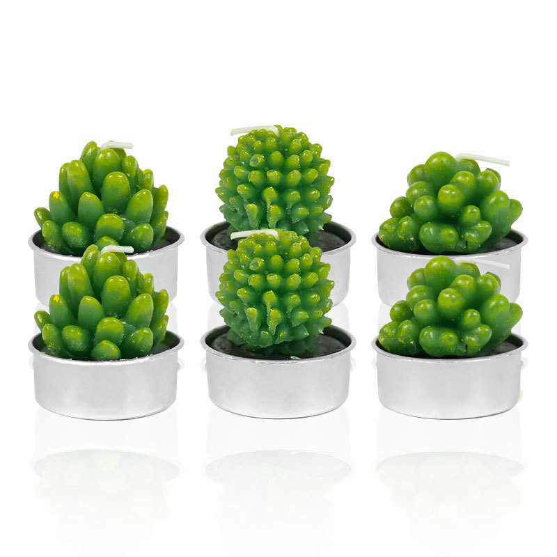 Cactus Tealight Candles Gift Set Handmade Smokeless Cute Succulents Plant Shape Candle For Party