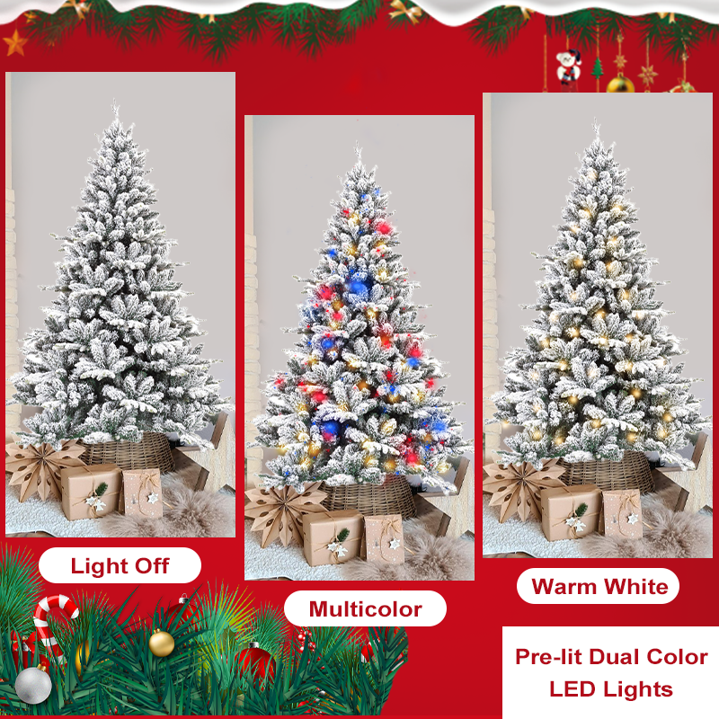 Factory Wholesale Self-Assemble Decorated Xmas Trees Decoration Premium Snow Flocked Christmas Trees With Thick Metal Base