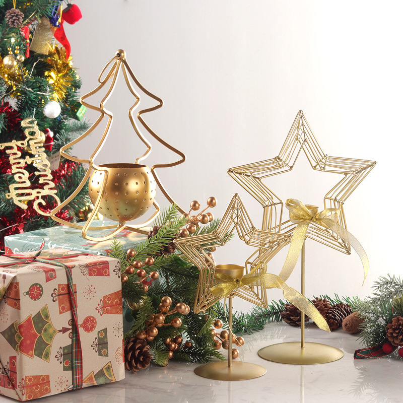 Modern Christmas Decoration Star Shape Tea Light Candle Holder for Home Decor