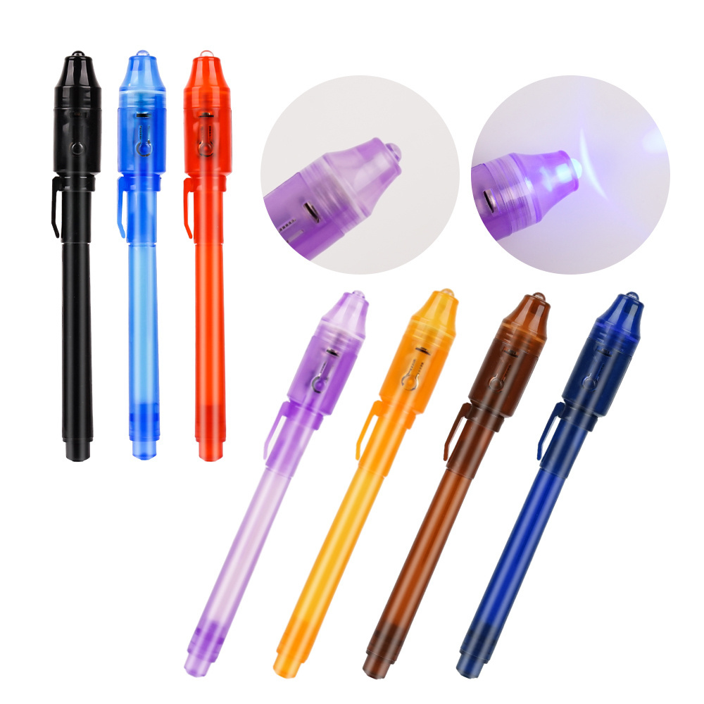 Kids Invisible Ink Luminous Magic Marker Pen with light for Writing Secret Message