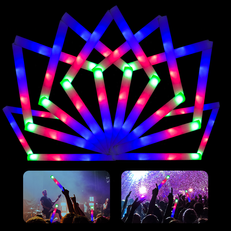 Logo Printing Flashing Effect Light up Foam Sticks LED Foam Glow Sticks Custom Led Foam Sticks for Party