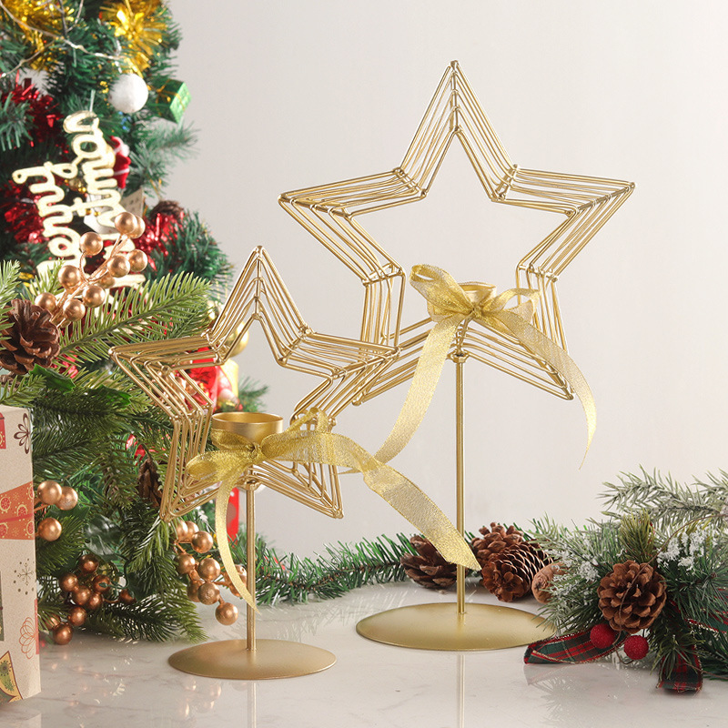 Modern Christmas Decoration Star Shape Tea Light Candle Holder for Home Decor